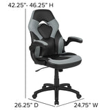 Red Gaming Desk and Gray/Black Racing Chair Set with Cup Holder and Headphone Hook