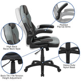 Red Gaming Desk and Gray/Black Racing Chair Set with Cup Holder and Headphone Hook