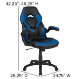 Black Gaming Desk and Blue/Black Racing Chair Set with Cup Holder, Headphone Hook, and Monitor/Smartphone Stand