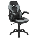 Black Gaming Desk and Gray/Black Racing Chair Set with Cup Holder, Headphone Hook, and Monitor/Smartphone Stand