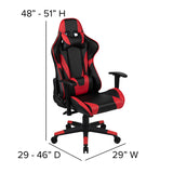 Black Gaming Desk and Red/Black Reclining Gaming Chair Set with Cup Holder, Headphone Hook & 2 Wire Management Holes