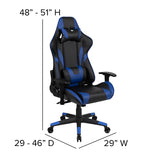 Gaming Desk and Blue/Black Reclining Gaming Chair Set /Cup Holder/Headphone Hook/Removable Mouse Pad Top - Wire Management