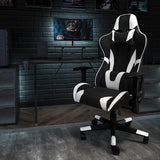 Black Gaming Desk and Black Reclining Gaming Chair Set with Cup Holder, Headphone Hook, and Monitor/Smartphone Stand by Office Chairs PLUS
