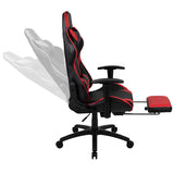 Black Gaming Desk and Red/Black Footrest Reclining Gaming Chair Set with Cup Holder, Headphone Hook & 2 Wire Management Holes