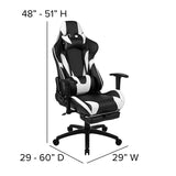 Gaming Desk and Black Footrest Reclining Gaming Chair Set - Cup Holder/Headphone Hook/Removable Mouse Pad Top/Wire Management