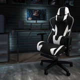 Black Gaming Desk and Black Footrest Reclining Gaming Chair Set with Cup Holder, Headphone Hook, and Monitor/Smartphone Stand by Office Chairs PLUS