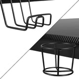 Black Gaming Desk with Cup Holder/Headphone Hook/2 Wire Management Holes & Black Reclining Back/Arms Gaming Chair with Footrest