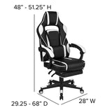 Black Gaming Desk with Cup Holder/Headphone Hook/2 Wire Management Holes & White Reclining Back/Arms Gaming Chair with Footrest