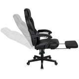 Red Gaming Desk with Cup Holder/Headphone Hook & Black Reclining Back/Arms Gaming Chair with Footrest