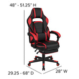 Black Gaming Desk with Cup Holder/Headphone Hook/Monitor Stand & Red Reclining Back/Arms Gaming Chair with Footrest