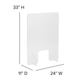 Acrylic Free-Standing Register Shield / Sneeze Guard, 33"H x 24"L