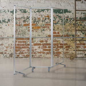 Transparent Acrylic Mobile Partition with Lockable Casters, 72"H x 24"L (3 Sections Included) by Office Chairs PLUS
