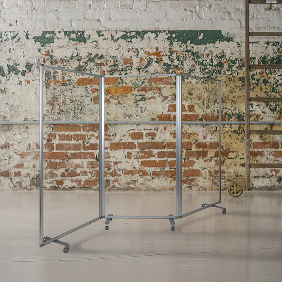 Transparent Acrylic Mobile Partition with Lockable Casters, 72