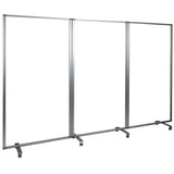 Transparent Acrylic Mobile Partition with Lockable Casters, 72"H x 36"L (3 Sections Included)