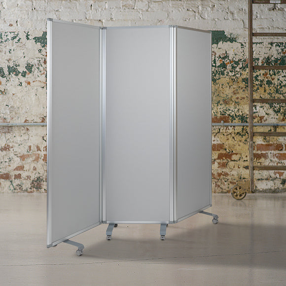 Double Sided Mobile Magnetic Whiteboard/Cloth Partition with Lockable Casters, 72