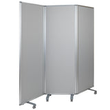 Double Sided Mobile Magnetic Whiteboard/Cloth Partition with Lockable Casters, 72"H x 24"W (3 sections included)