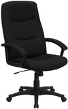 High Back Black Fabric Executive Swivel Office Chair with Two Line Horizontal Stitch Back and Arms
