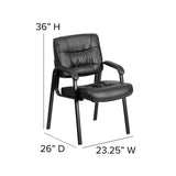 Executive Reception Chair | LeatherSoft Black Side Chair with Titanium Gray Powder Coated Frame
