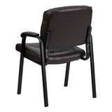 Brown LeatherSoft Executive Side Reception Chair with Black Metal Frame