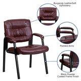 Burgundy LeatherSoft Executive Side Reception Chair with Black Metal Frame