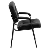 Black LeatherSoft Executive Side Reception Chair with Black Metal Frame
