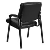 Black LeatherSoft Executive Side Reception Chair with Black Metal Frame