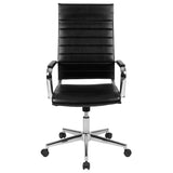 High Back Black LeatherSoft Contemporary Ribbed Executive Swivel Office Chair