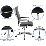 High Back Black LeatherSoft Contemporary Ribbed Executive Swivel Office Chair
