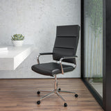 High Back Black LeatherSoft Contemporary Panel Executive Swivel Office Chair by Office Chairs PLUS