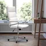 High Back White LeatherSoft Contemporary Panel Executive Swivel Office Chair by Office Chairs PLUS