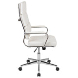 High Back White LeatherSoft Contemporary Panel Executive Swivel Office Chair