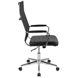 High Back Black Mesh Contemporary Executive Swivel Office Chair with LeatherSoft Seat