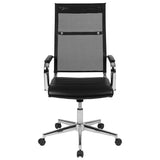 High Back Black Mesh Contemporary Executive Swivel Office Chair with LeatherSoft Seat