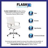 Mid-Back White LeatherSoft Contemporary Ribbed Executive Swivel Office Chair