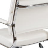 Mid-Back White LeatherSoft Contemporary Panel Executive Swivel Office Chair