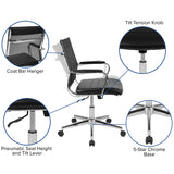Mid-Back Black Mesh Contemporary Executive Swivel Office Chair with LeatherSoft Seat