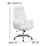 High Back Traditional Tufted White LeatherSoft Executive Swivel Office Chair with Arms