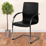 Black Vinyl Side Reception Chair with Chrome Sled Base by Office Chairs PLUS