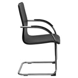 Black Vinyl Side Reception Chair with Chrome Sled Base