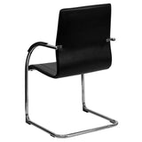 Black Vinyl Side Reception Chair with Chrome Sled Base