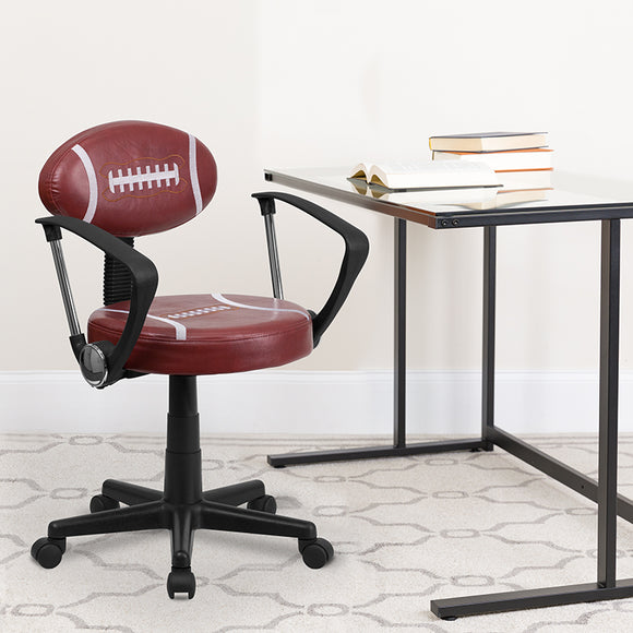 Football Swivel Task Office Chair with Arms BT-6181-FOOT-A-GG