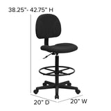 Black Patterned Fabric Drafting Chair (Cylinders: 22.5''-27''H or 26''-30.5''H)