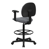 Gray Fabric Drafting Chair with Adjustable Arms (Cylinders: 22.5''-27''H or 26''-30.5''H)