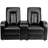 Eclipse Series 2-Seat Push Button Motorized Reclining Black LeatherSoft Theater Seating Unit with Cup Holders