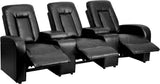 Eclipse Series 3-Seat Reclining Black LeatherSoft Theater Seating Unit with Cup Holders
