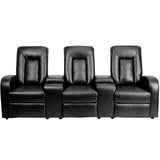 Eclipse Series 3-Seat Reclining Black LeatherSoft Theater Seating Unit with Cup Holders