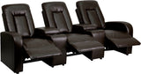 Eclipse Series 3-Seat Reclining Brown LeatherSoft Theater Seating Unit with Cup Holders