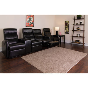 Anetos Series 4-Seat Reclining Black LeatherSoft Theater Seating Unit with Cup Holders by Office Chairs PLUS