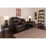Allure Series 2-Seat Reclining Pillow Back Brown LeatherSoft Theater Seating Unit with Cup Holders by Office Chairs PLUS
