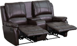 Allure Series 2-Seat Reclining Pillow Back Brown LeatherSoft Theater Seating Unit with Cup Holders